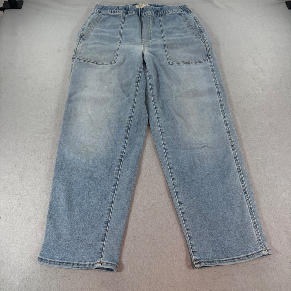Madewell Pull On Straight Leg Jeans Light Wash Elastic Waist Women S